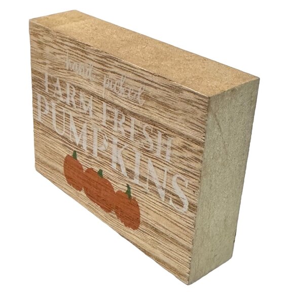 Fall Pumpkin Wood Block Sign Rustic Autumn Decor 4x3 Inch Holiday Mini - Picture 3 of 6